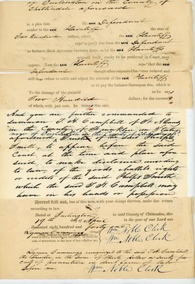 1841 Burlington Vermont Court Writ Document Jacob Maeck Lyman Cummings Ephemera