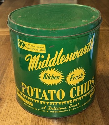 60 S MIDDLESWARTH POTATO CHIPS MIDDLEBURG , PA  1 1/2 LB. POTATO CHIP TIN 