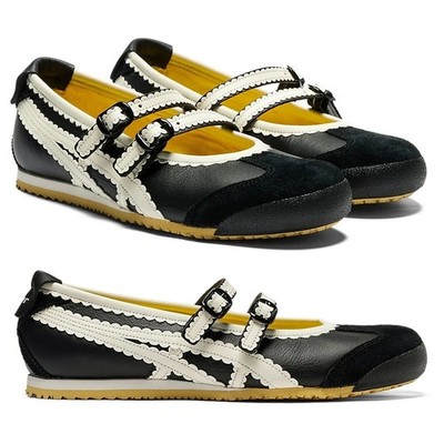 New Onitsuka Tiger MEXICO 66 TGRS 1182A678-001 BLACK CREAM Women Ballet Flats