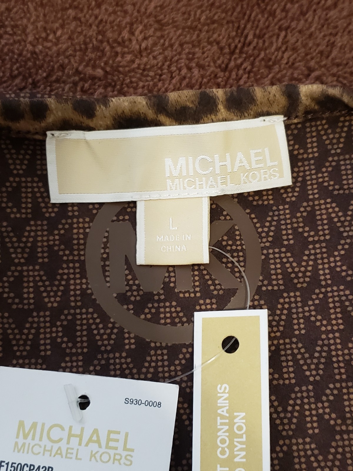 MICHAEL Michael Kors Logo Leopard Racerback Sports Bra Large Chocolate Brown thumbnail 7