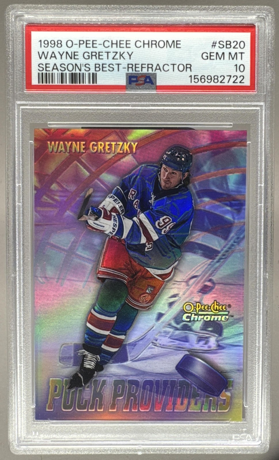 2722 Wayne Gretzky 1998 O-Pee-Chee Chrome #SB20 Season's Best Refractor PSA 10 view 1