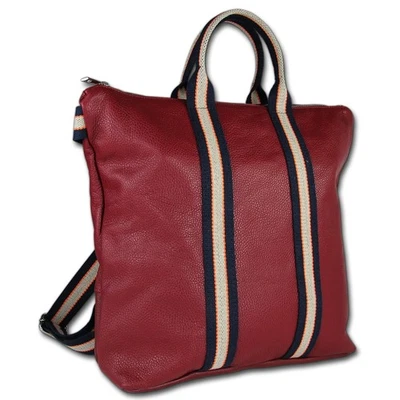 Toscanto Femmes Sac A Dos de Ville Cuir Toile Sac Rouge Bleu Beige - Photo 1/4