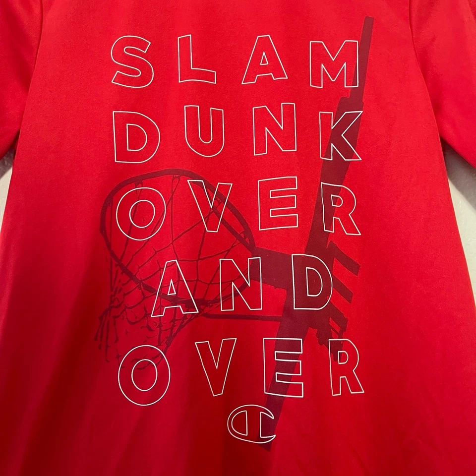 Champion Youth Boys Red Basketball T-Shirt Sport Graphic Short Sleeve Size Large - Image 3 of 4