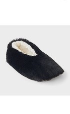 Women's Plush Faux Fur Cozy Slipper Socks with Slip Resistant - Black NWT