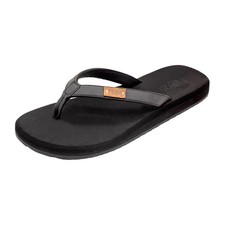 Flojos Women's Billie Lightweight Flip Flop Faux Leather Sandal, Black, Sizes