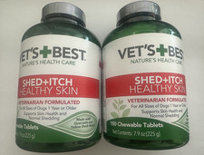 2 Vet's Best Healthy Skin Shed  Itch Relief for Dog 150 Count , Exp: 12/2027