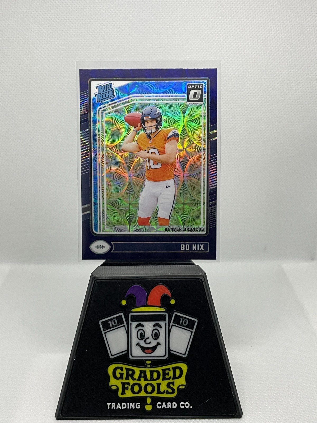 2024 Donruss Optic #209 - Bo Nix - Rated Rookie Purple Scope Prizm - Broncos