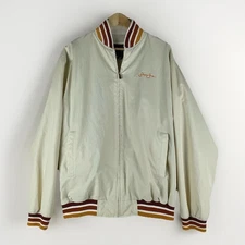 VINTAGE Y2K Sean John Varsity Jacket Men XL Cream Zip Front Streetwear