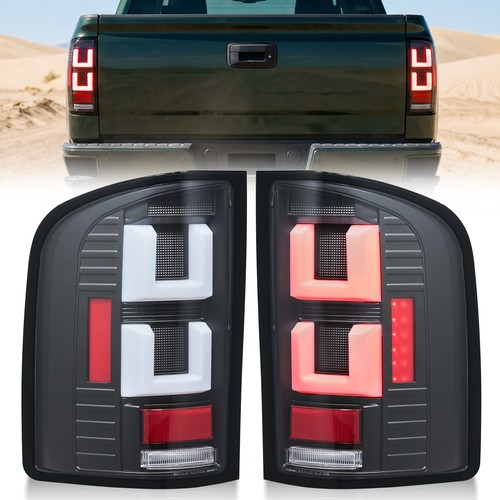Clear Lens LED Tail Lights For 2007-2014 Chevy Silverado 1500 2500 Black Lamps
