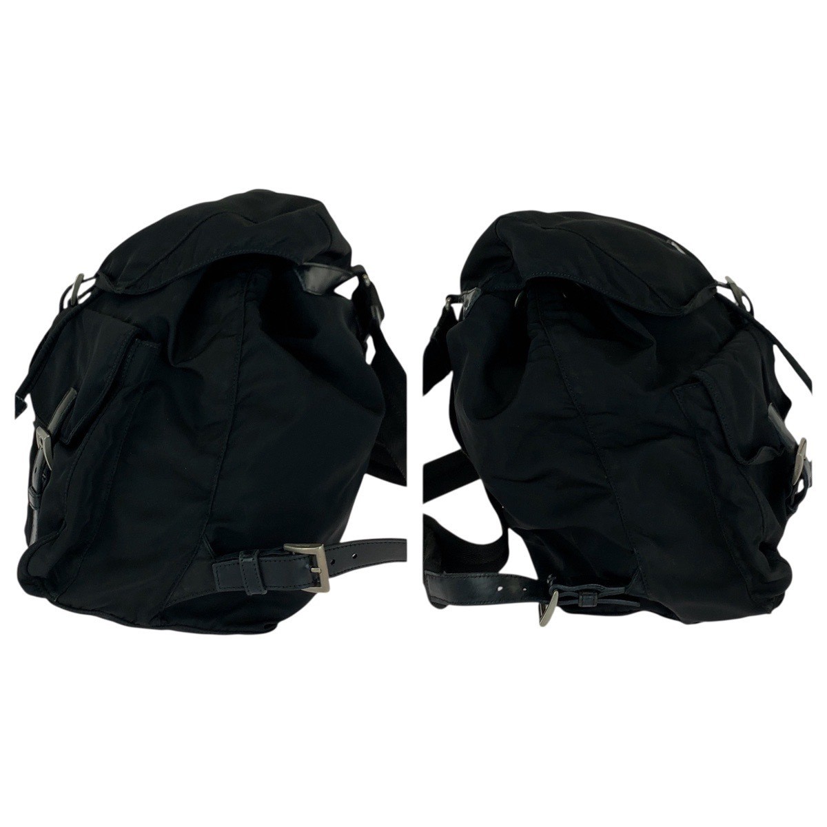 PRADA Tessuto Triangle Logo Plate Black Silver Hardware Nylon Leather Rucksack D thumbnail 8