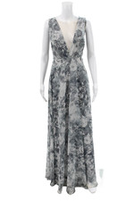 Jenny Yoo Collection Women A-Line Gray V-Neck Sleeveless Dress Plus Size 18