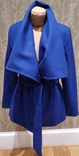 TED BAKER COBALT BLUE VIRGIN WOOL & CASHMERE COAT SZ 3 WORN BRIEFLY ONCE £££