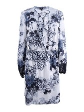 Kobi Women's Lace-Trim Peasant Dress (S, Blue/White)