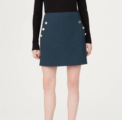 Club Monaco A-line Tailored Mini Skirt Size 8 Teal Green Winter Cozy