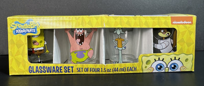2024 SpongeBob SquarePants Mini Shot Glass Set   4 Piece Silver Buffalo NEW