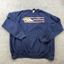 Denver Broncos Sweatshirt Mens XL Blue Spell Out Fleece Pullover Crew Neck Y2K
