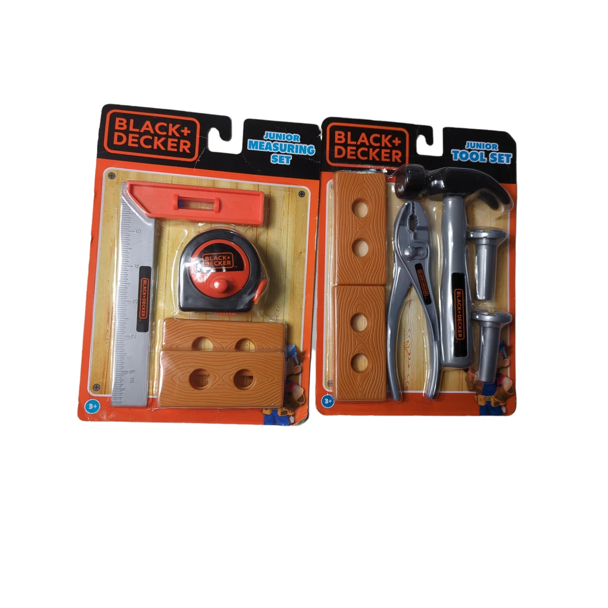 New Lot of 2 Black+Decker Kids Junior Toy Measuring And Tool Set