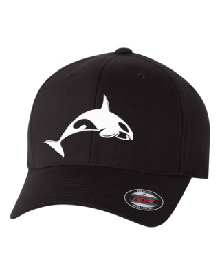 KILLER WHALE FISH OCEAN FISHERMAN FLEXFIT HAT *FREE SHIPPING in BOX*