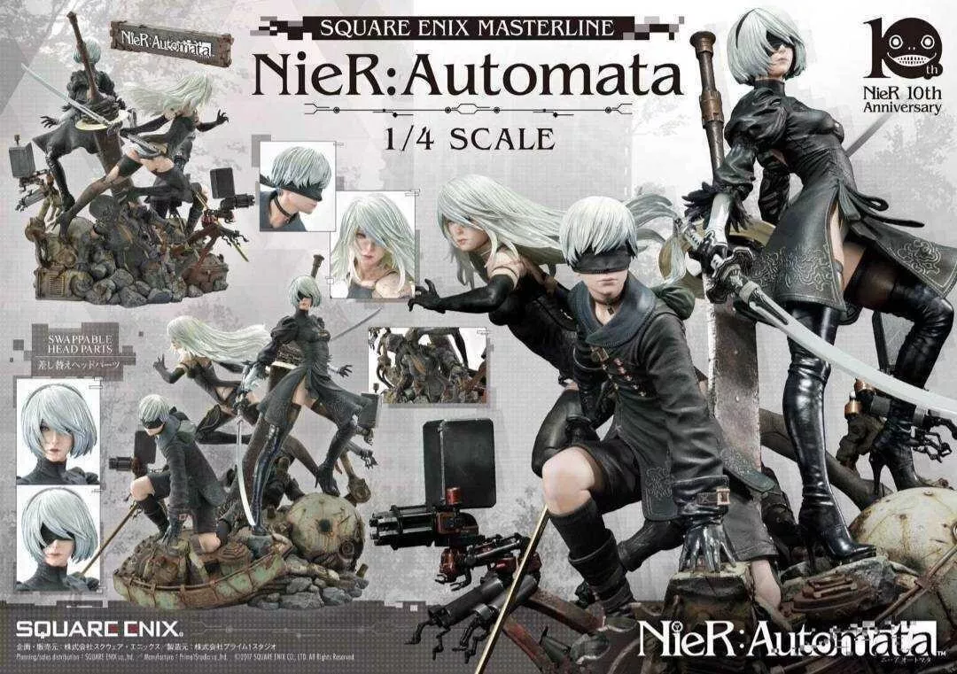 NieR: Automata Masterline Statue Featuring 2B, 9S, and A2 Revealed by Square  Enix - Siliconera