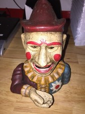 Clown Circus Piggy Bank Collector Mechanical Patina Cast Iron METAL GIFT 5+POUND