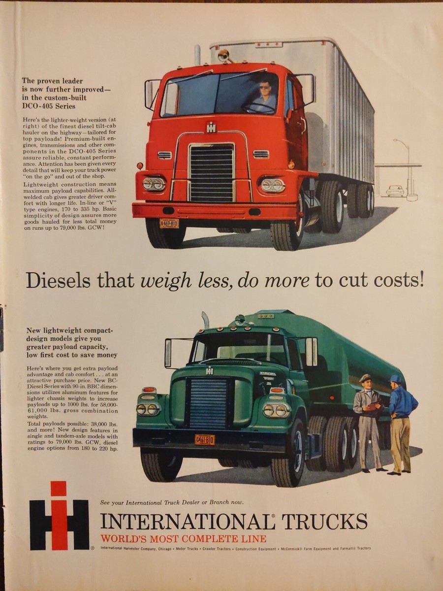 1960 international trucks print ad. The tougher the job the better