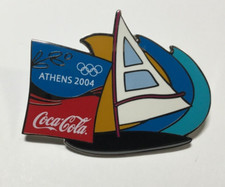 COCA-COLA 2004 Athens Olympic Games Hat / Lapel Pin Sailing