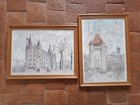 CHARLES BOSSU - Reproduction d' Aquarelle (2) NEVERS PALAIS DES DUCS PORTE CROUX