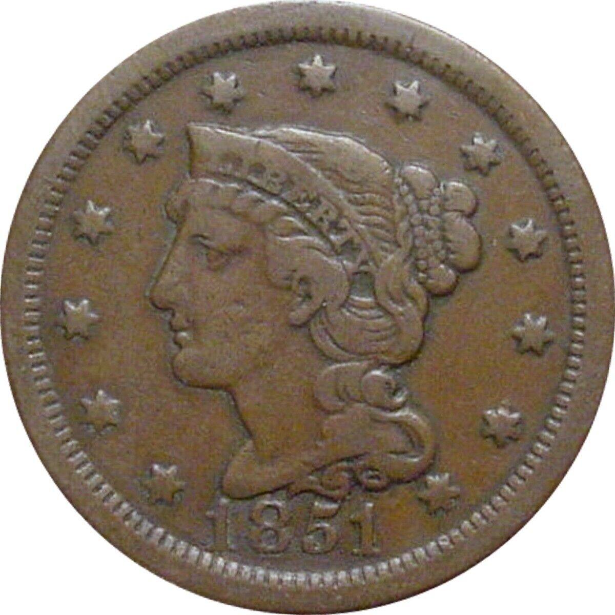 1851 Braided Cent--Fine Max 58% OFF shipfree Very Fine