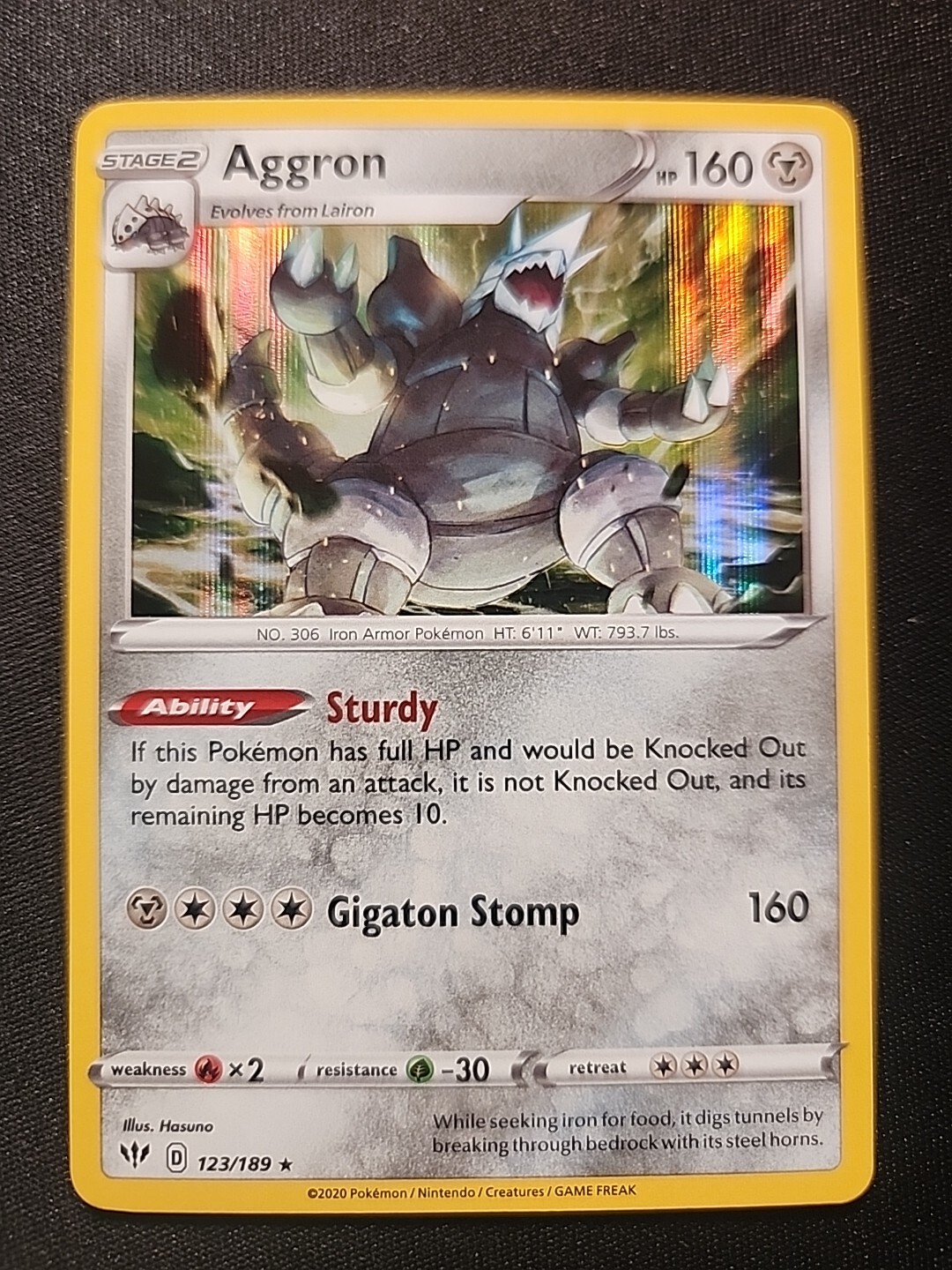 Pokémon TCG Aggron Darkness Ablaze 123/189 Holo Holo Rare