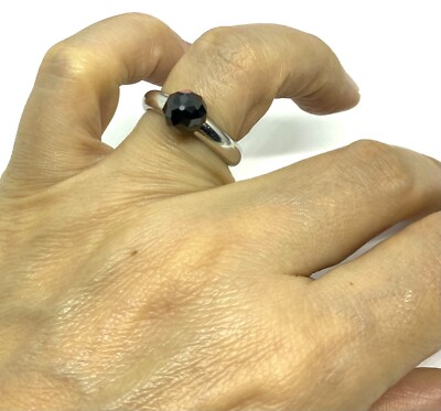 Vintage TiSento Milano Sterling Silver Cut Onyx Band Ring Size7.25 6.98g