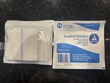 Lot of 40 Dynarex Sterile Surgical Sponges, 4" x 4", 16-Ply, 3351. 10 sponges/pk