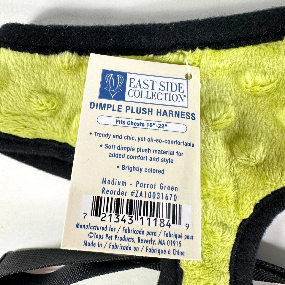Arnés de felpa East Side Collection hoyuelo para perro talla M verde loro Foto 3 de 4