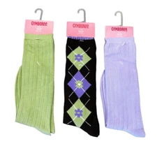 Gymboree Girls Socks Sz 5-7 Yrs NWT Brown Lilac Green 3 Pairs New Old Stock