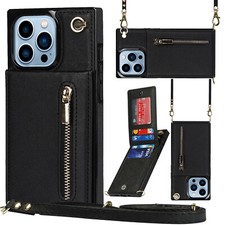 Card Wallet Phone Case With Wrist Strap For iPhone 15 Pro Max 14 Plus 12 11 X 7