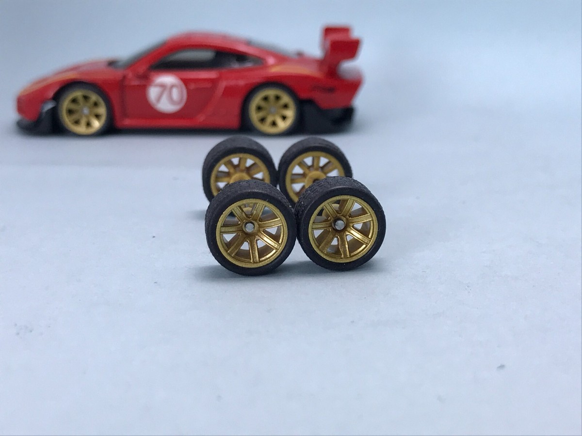 R306 - OEM 1:64 Hotwheels Rubber Tire Wheels Real Riders Set # 7
