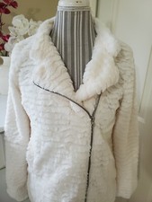 Cherokee Creamy White Faux Fur Zip Up Jacket Coat Girls Sz.xl; Womens Sz.xs - S