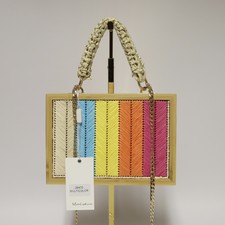 Moda Luxe Wooden Frame Satchel With Detachable Crossbody Chain/strap Purse