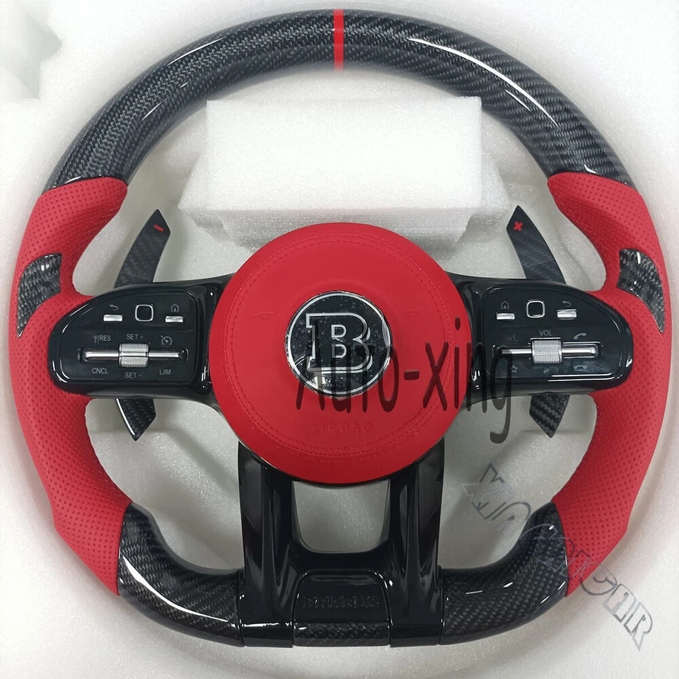 Volante de fibra de carbono AMG para Mercedes-Benz G63 GLE S63 E53 C43 antiguo a nuevo Foto 2 de 4