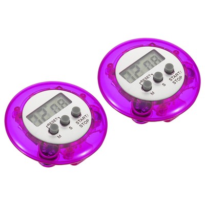 Runde digitale Zeitschaltuhr, 2 Stück Countdown UP Uhr mit magnetischer LCD-Anzeige lila