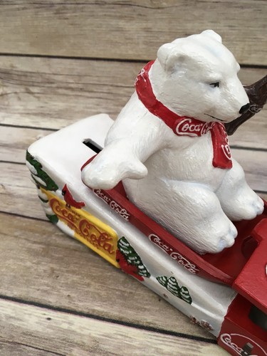Danbury Mint 2000 Coca Cola Mechanical Bank Polar Bear Sled Cast Iron COA - Picture 4 of 9