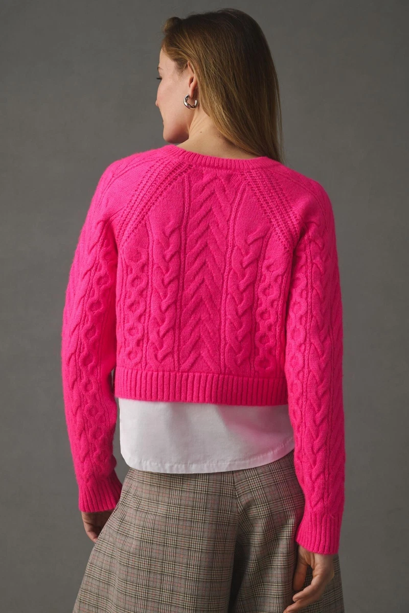 Anthropologie Maeve Cable-Knit Layered Pullover Sweater Size XS 
