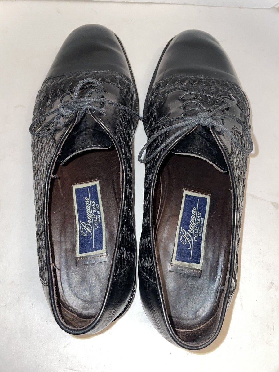 Cole Haan Bragano Men Black Cap Toe Weave Woven Dress Shoe  display picture 1