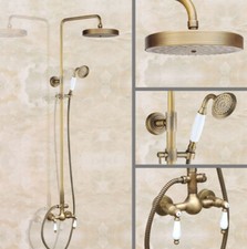Wall Mounted Antique Brass Bathroom Rainfall Shower Faucet Set Mixer Tap 2an119