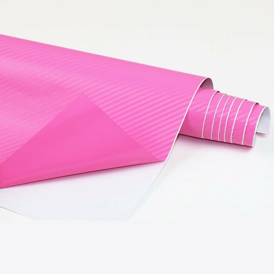 Stylish Pink Carbon Fiber Vinyl Wrap Sticker 50x12Inch Panel Easy to