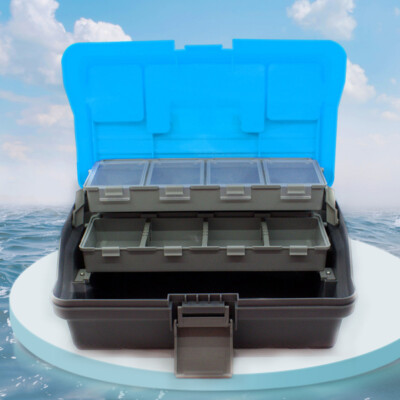 3-Layer Folding Hardware Storage Box Fishing Tackle Box Multipurpose with Handle
