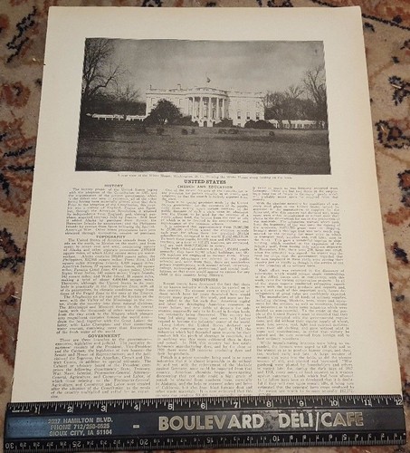 12" X 16" Antique 1924 WHITE HOUSE Print w United States History - Picture 4 of 7
