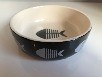 Ceramic Cat Bowl with Fish Design UK