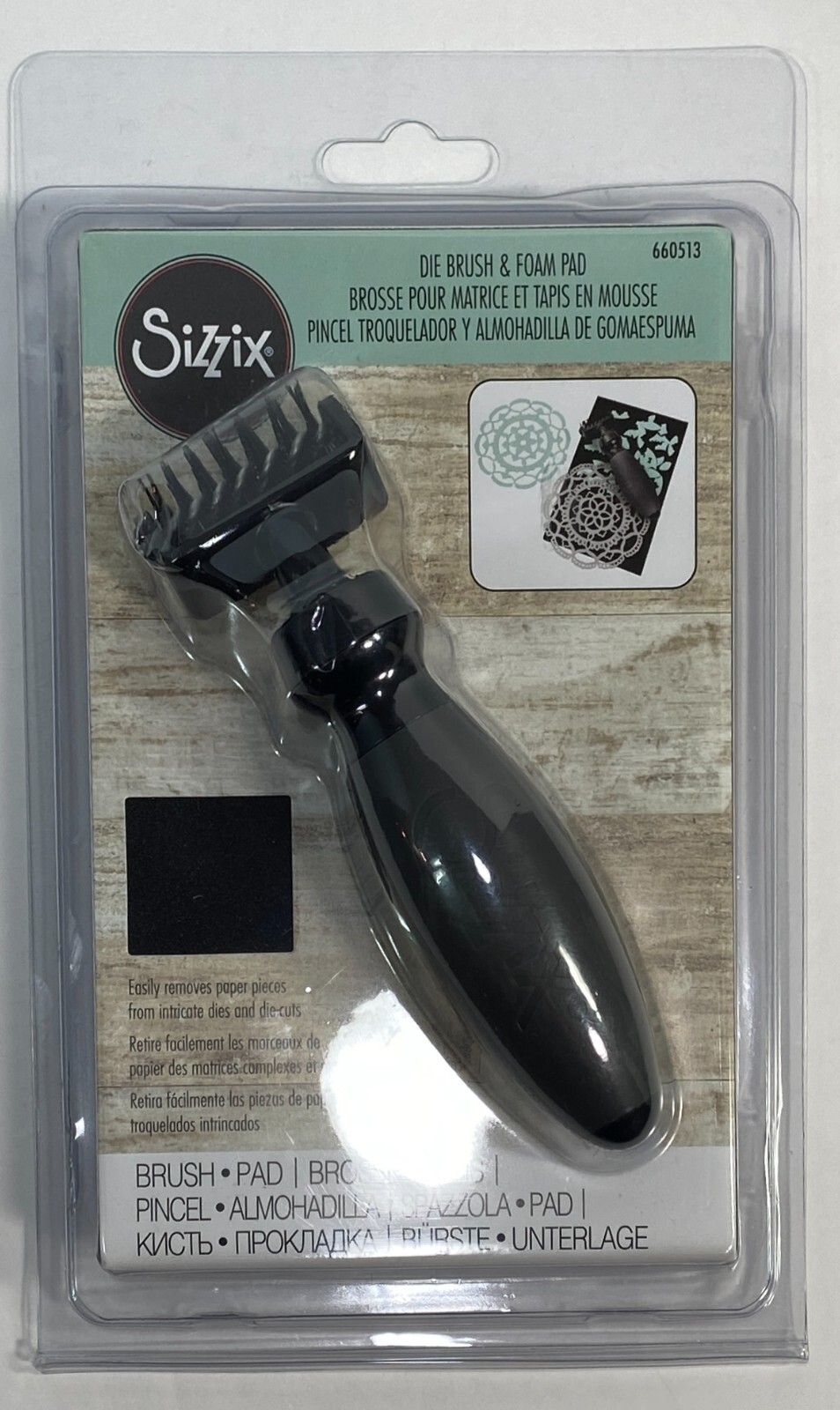 Sizzix, Black Die Brush and Foam Pad for WaferThin & Intricate Dies