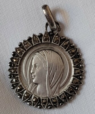 Pendentif Ancien En Argent Massif 925 Avec Marcassites - Bijou Vintage, Occasion