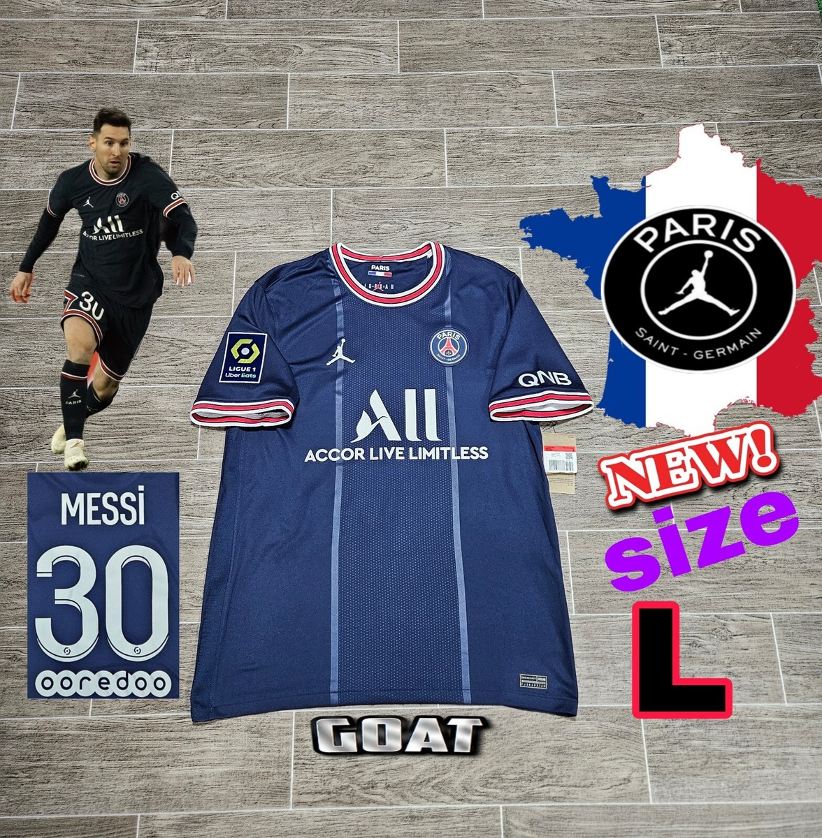 🇫🇷 Jordan PSG Lionel Messi#30 21/22 Home Jersey Ligue 1 🇫🇷 Jordan PSG Lionel Messi#30 21/22 Home Jersey Ligue 1